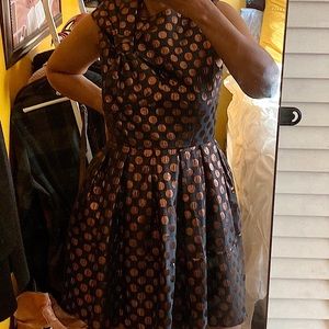 TW By Whit Anthropologie Brown Dots Metallic Mini